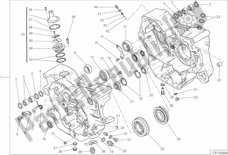All parts for the Complete Half-crankcases Pair of the Ducati Monster 659 Australia 2018